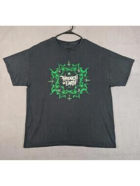 Through The Earth Mens XL Black Graphic Band T Shirt Metal Streetwear Tee